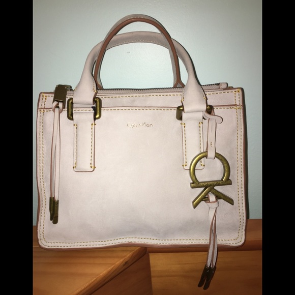 NWT π―% Authentic Calvin Klein light gray Brynn Suede Satchel/Crossbody